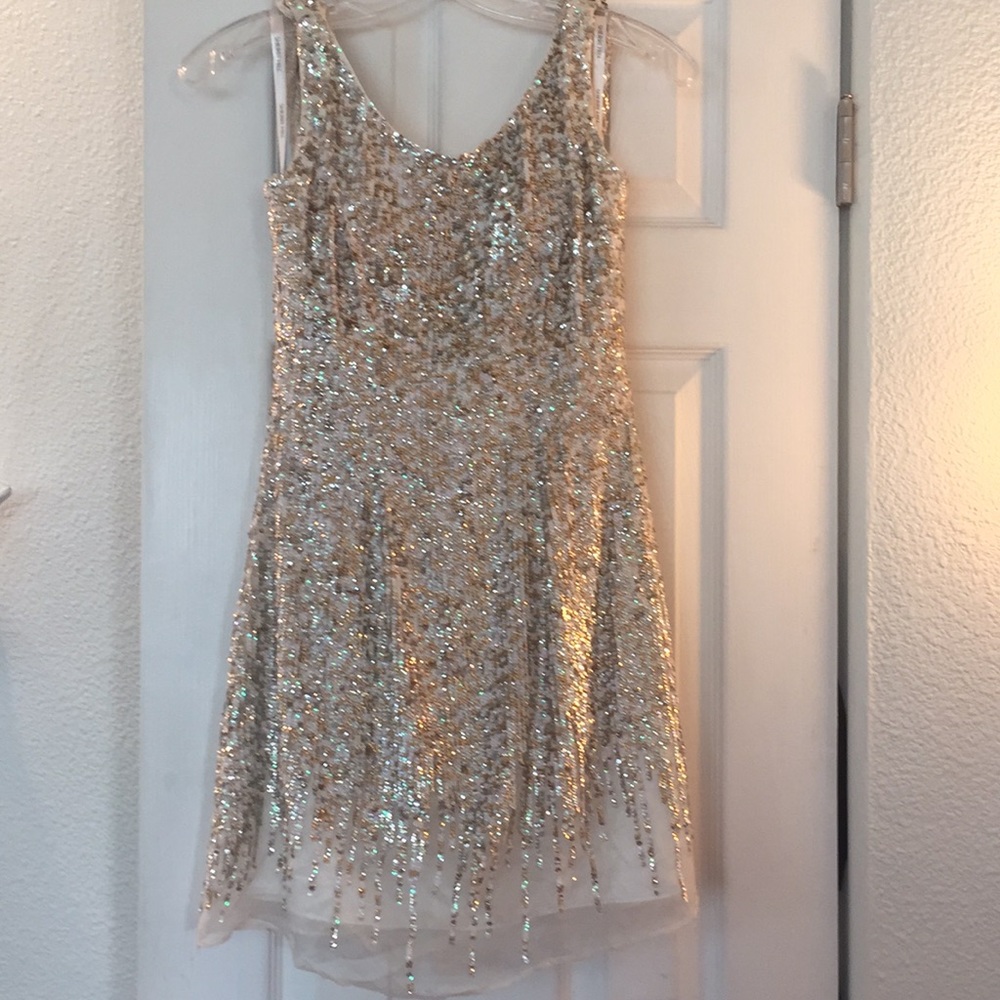 Sherri Hill silk sequin white short dress